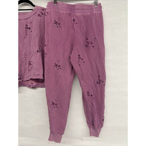 2PC SET SPLENDID PURPLE FLOWER FLORAL EMBROIDERY SWEATSHIRT SZ MEDIUM - Picture 7 of 10